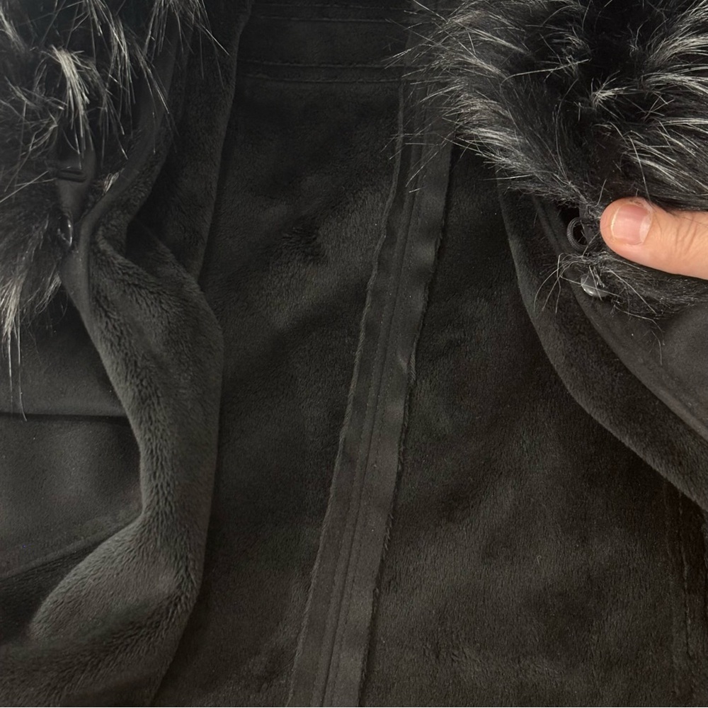 BNWOT Joseph Ribkoff Black Faux Fur Collar Waterfall Coat Jacket Size S/P - Picture 11 of 14